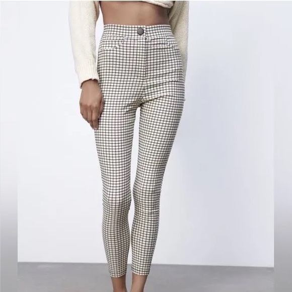 Zara High Rise Legging Windowpane Size S - Picture 2 of 7